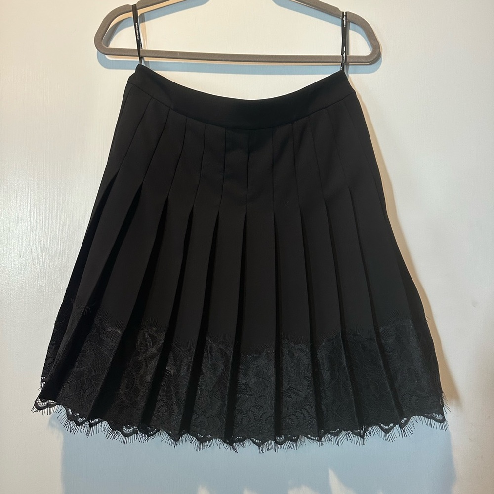 Karl Lagerfeld Black A-Line Skirt with Lace Hem